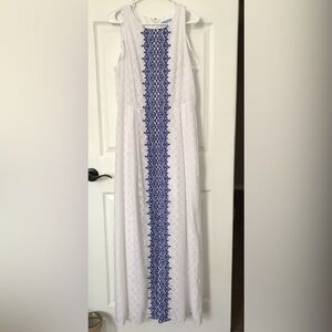 Antonio Melani Elegant White and Blue Maxi Dress 12